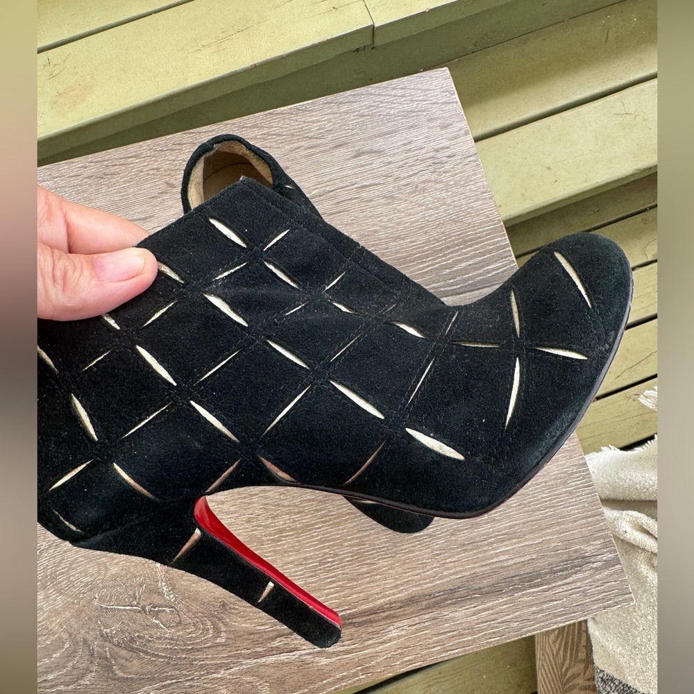 Christian Louboutin Black Cutout Ankle Boots